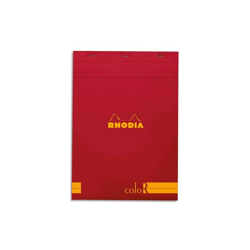 RHODIA Bloc coloR agrafé en-tête 21x29,7cm (n°18) 140 pages lignées. Couverture rembordée Coquelicot