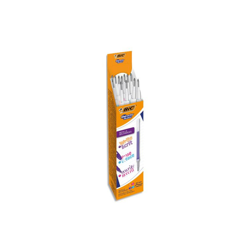 BIC Gel-ocity Illusion Recharges Stylo Gel Effa&ccedil;able Pointe Moyenne (0,7 mm) - Violet