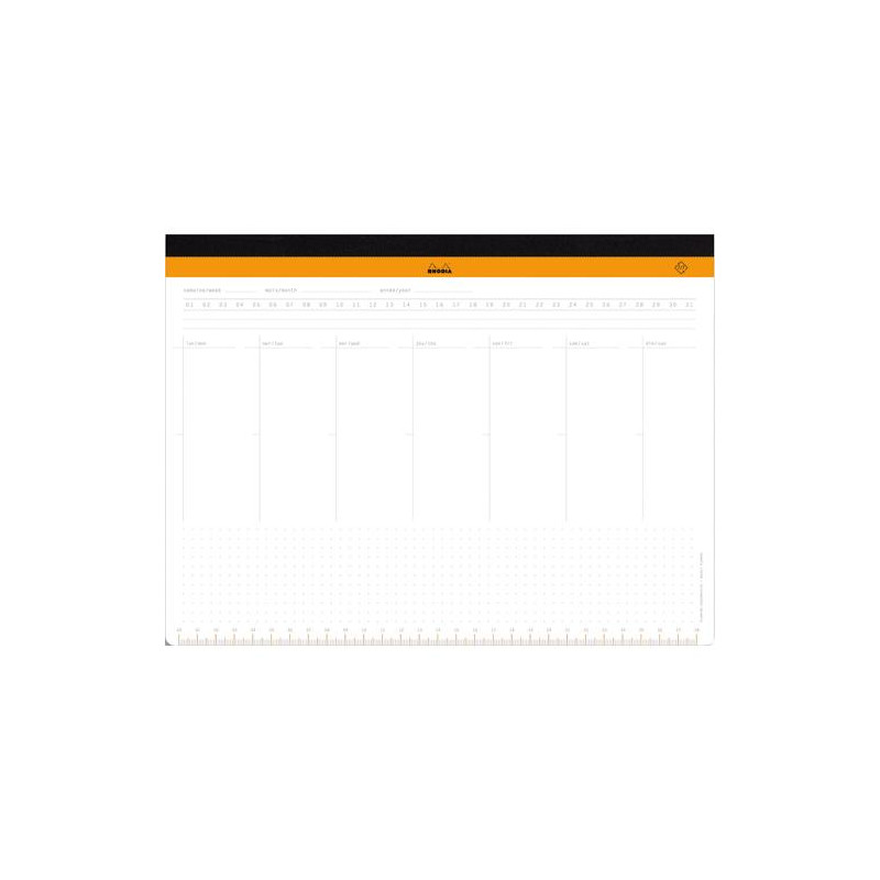 CLAIREFONTAINE RHODIA Sous-main semainier entoilé A4+ 60 feuillets microperforés perpétuel, non dat&eacute