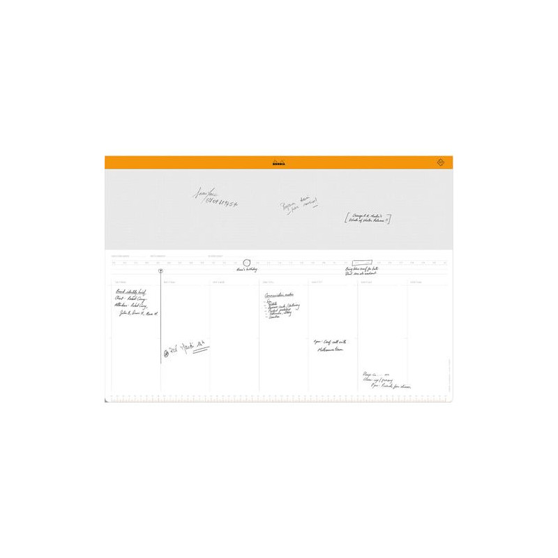 CLAIREFONTAINE RHODIA Semainier entoilé A2 (42x59,4 cm) 30 feuillets encollés perpétuel, non daté