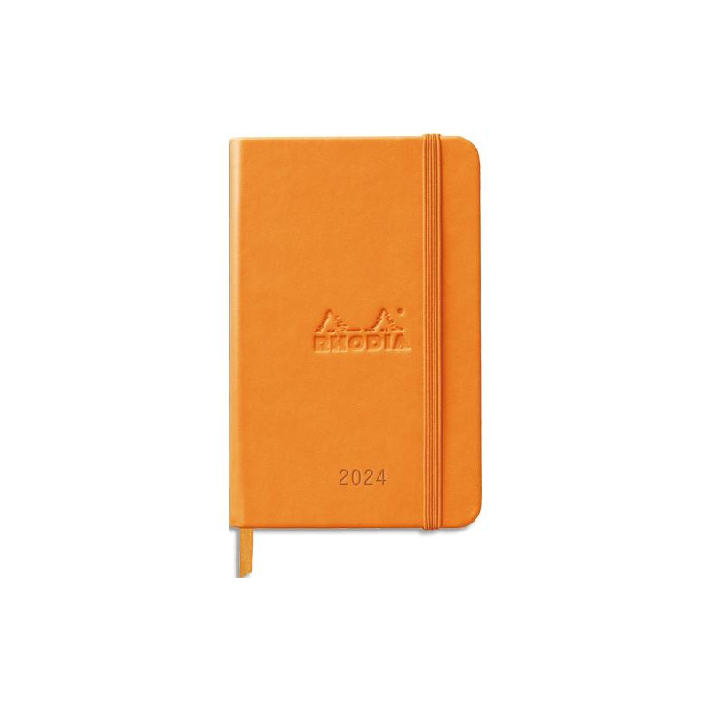 CLAIREFONTAINE RHODIA Agenda Webplanner Janvier à Décembre 2024 A6 grille horizontaIe, 160 pages - ORANGE