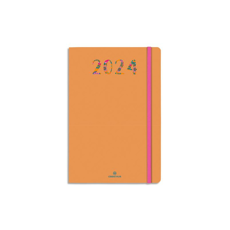OBERTHUR Agenda MERDIA, Janvier à Décembre 2024, format 17x24,5cm, couv imprimée marquage à chaud Orange