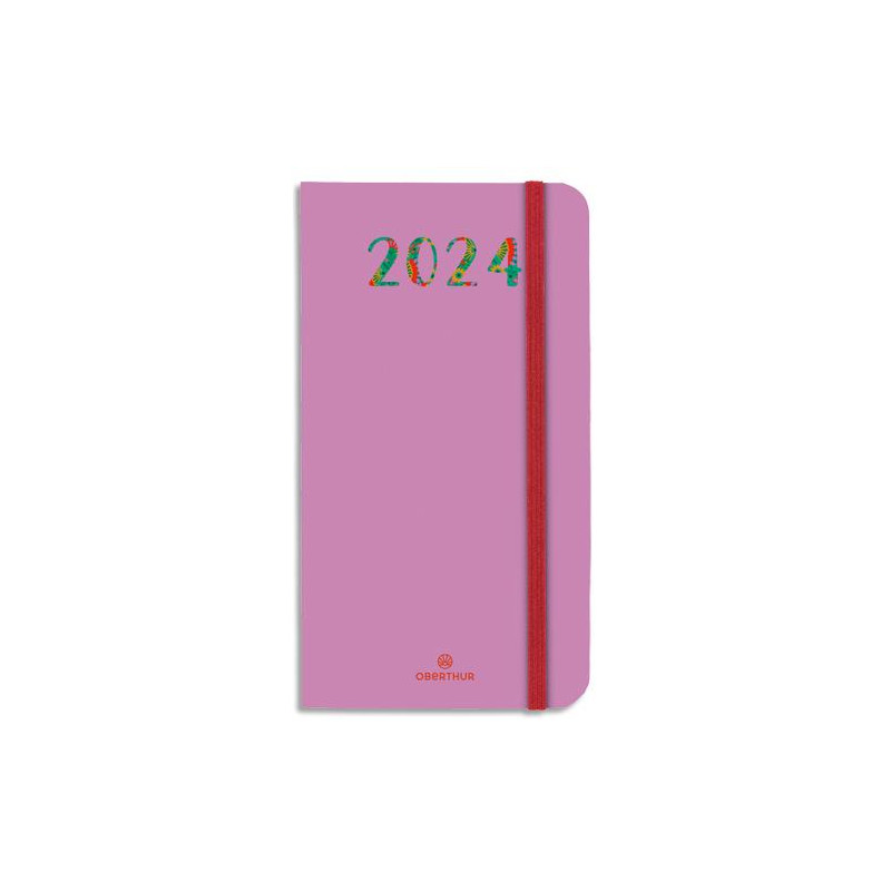 OBERTHUR Semainier MERIDA 16 poche,Janvier à Décembre 2024, format 9,5x17,5cm, couv.marq à chaud Violet
