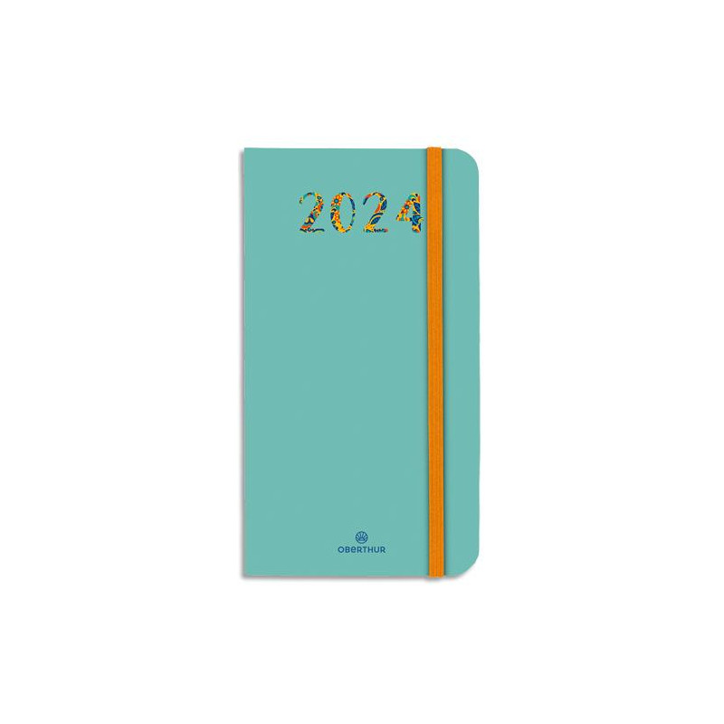OBERTHUR Semainier MERIDA 16 poche, Janvier à Décembre 2024, format 9,5x17,5cm, couv.marq à chaud Vert