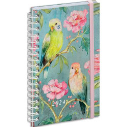 EXACOMPTA Agenda poche SOPHIE ADDE Lady 18W, spiralé,Janvier à Décembre 2024 17x9cm Oiseaux