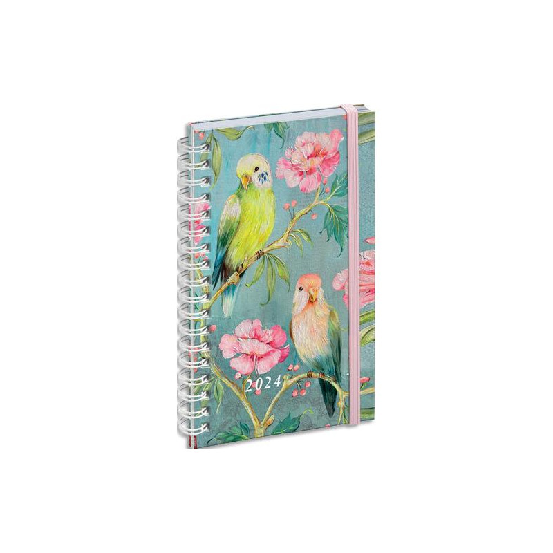 EXACOMPTA Agenda poche SOPHIE ADDE Lady 18W, spiralé,Janvier à Décembre 2024 17x9cm Oiseaux