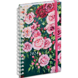 EXACOMPTA Agenda poche SOPHIE ADDE Lady 18W, spiralé,Janvier à Décembre 2024 17x9cm Roses