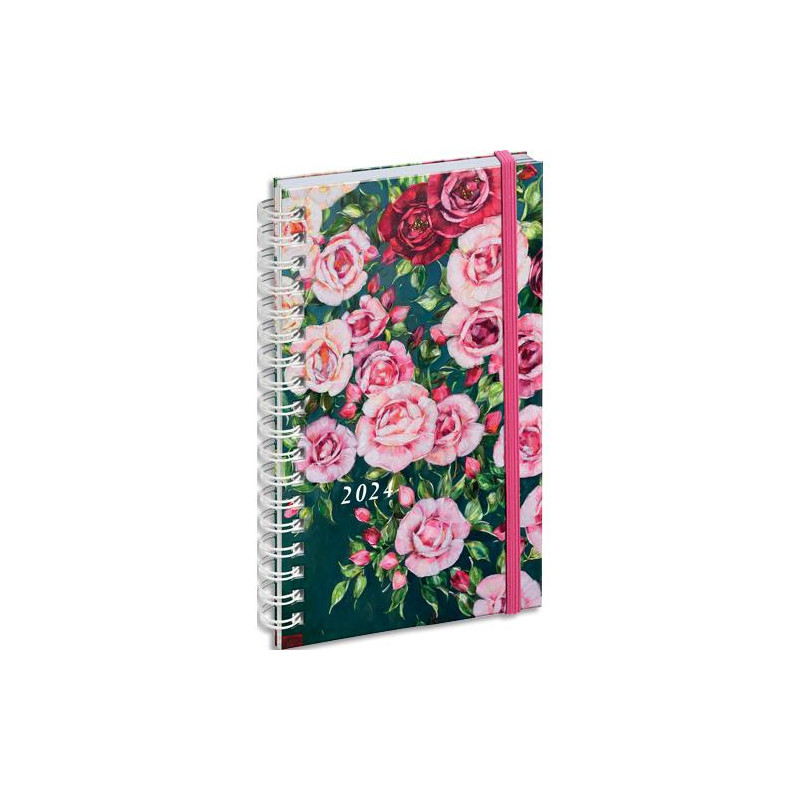 EXACOMPTA Agenda poche SOPHIE ADDE Lady 18W, spiralé,Janvier à Décembre 2024 17x9cm Roses