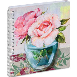 EXACOMPTA Agenda poche SOPHIE ADDE Lady 18W, spiralé,Janvier à Décembre 2024 17x15cm Vase