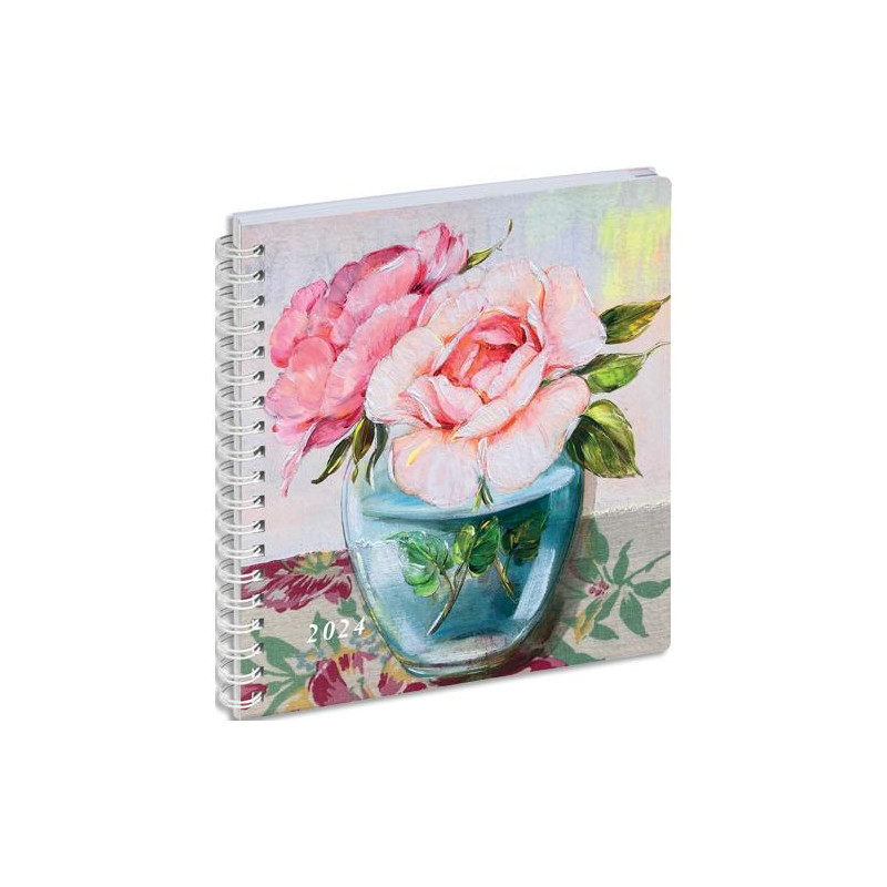 EXACOMPTA Agenda poche SOPHIE ADDE Lady 18W, spiralé,Janvier à Décembre 2024 17x15cm Vase