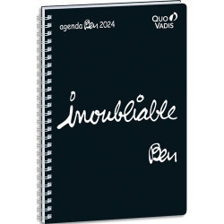 QUO VADIS Agenda BEN Ministre 1 semaine sur 2 pages, format 16 x 24 cm, couverture ''Inoubliables'' Noir