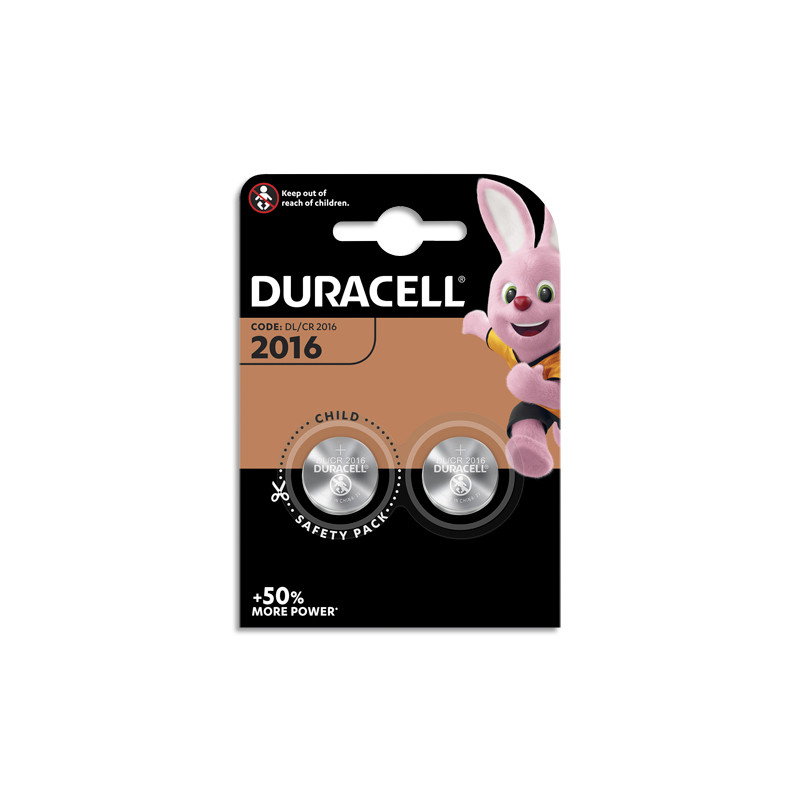 DURACELL Piles boutons lithium spéciales 2016 3V, lot de 2 (DL2016/CR2016) porte-clés, balances, médical