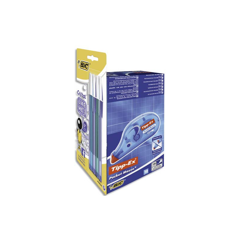 BIC Pack de lot de 10 Pocket Mouse et 8 stylos bille Like Me