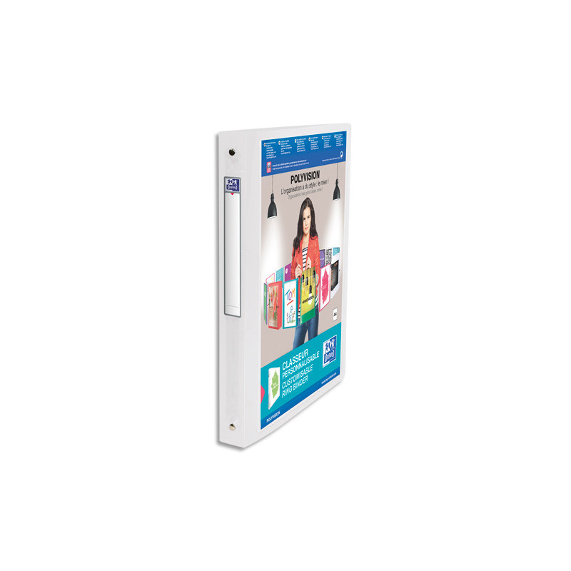 OXFORD Classeur personnalisable 1 face Polyvision 4 anneaux. Polypropylène 8/10e.Dos 3cm.Coloris incolore