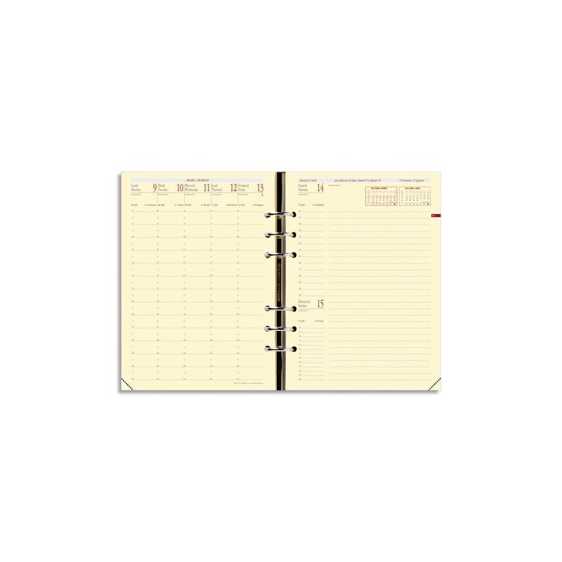 QUO VADIS Recharge Timer format 21, Septembre à Décembre 2025 à la verticale papier Ivoire
