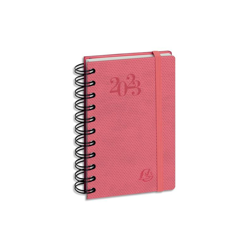 EXACOMPTA Agenda journalier poche SWAN, spiralé, 1J/P, 9x14,6cm, couvertures grains textile assorties