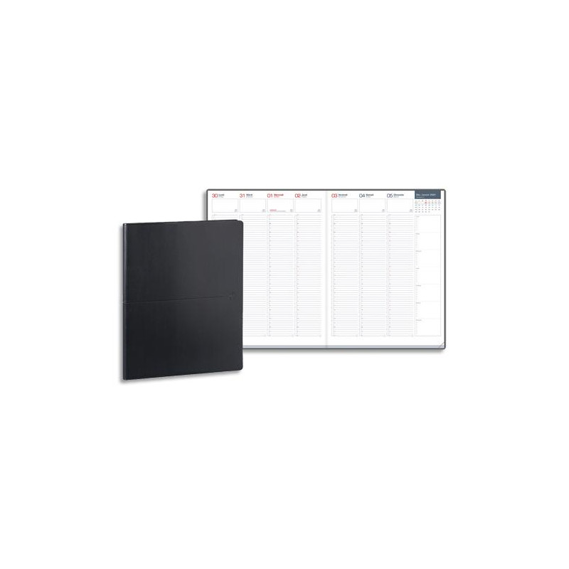 OXFORD Semainier First 1 semaine/2 pages, grille like Work - Format : 24 x 32 cm couverture souple Noire