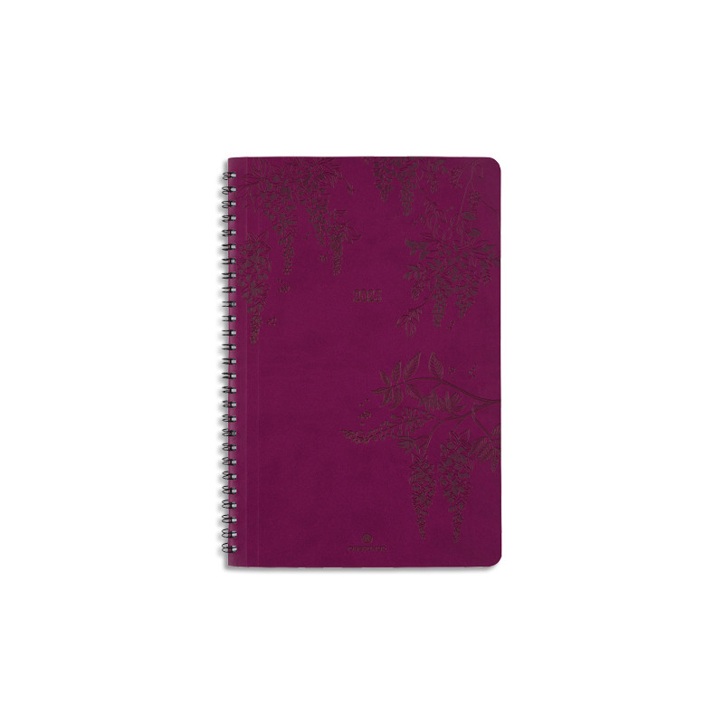 OBERTHUR Agenda PRIMROSE 25, spiralé, 1S/2P, format 17x24,5cm Prune