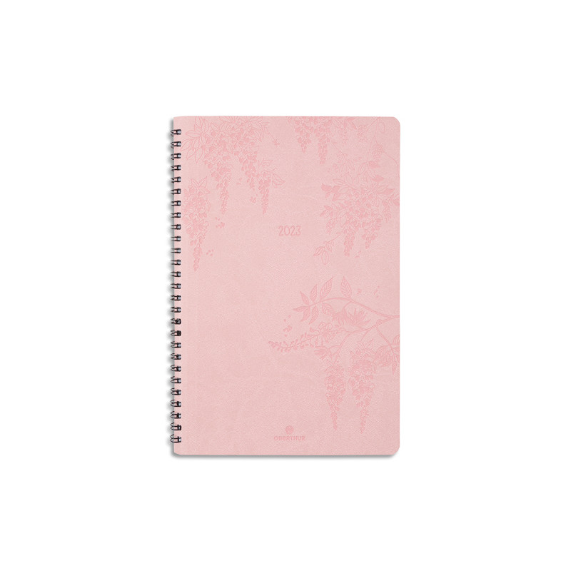 OBERTHUR Agenda PRIMROSE 25, spiralé, 1S/2P, format 17x24,5cm Rose