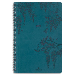 OBERTHUR Agenda PRIMROSE 25, spiralé, 1S/2P, format 17x24,5cm Bleu vert