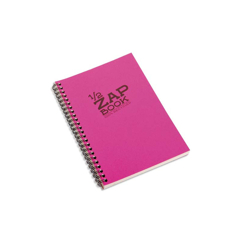 CLAIREFONTAINE Bloc 1/2 ZAP BOOK dos spiralé grand côté A5 160 pages unies Couvertures papier assorties