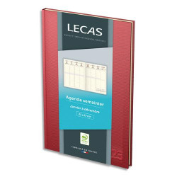 LECAS Agenda LEZARD 1 semaine sur 2 pages avec atlas, 21x27cm assortiment Noir / Marron / Rouge / Bleu
