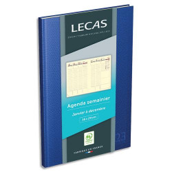 LECAS Agenda LEZARD 1 semaine sur 2 pages avec atlas, 16x24cm assortiment Noir / Marron / Rouge / Bleu