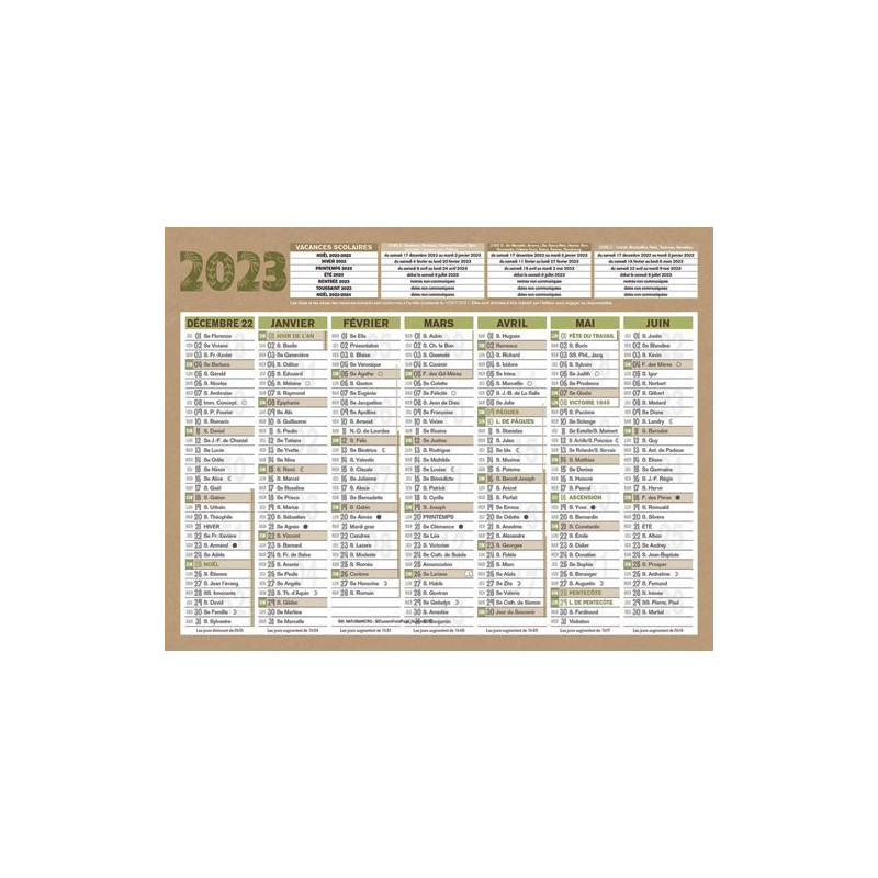 CBG Calendrier NATURA micro, 100% recyclé, 7 mois par face soit 14 mois, 13,5x17,5cm