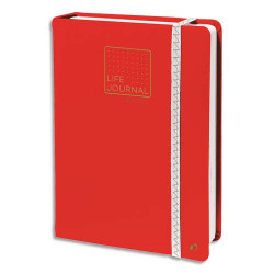 QUO VADIS Life Journal Carnet 21 dots 15x21cm amboité rigide coins ronds, avec élastique. Coloris Rouge