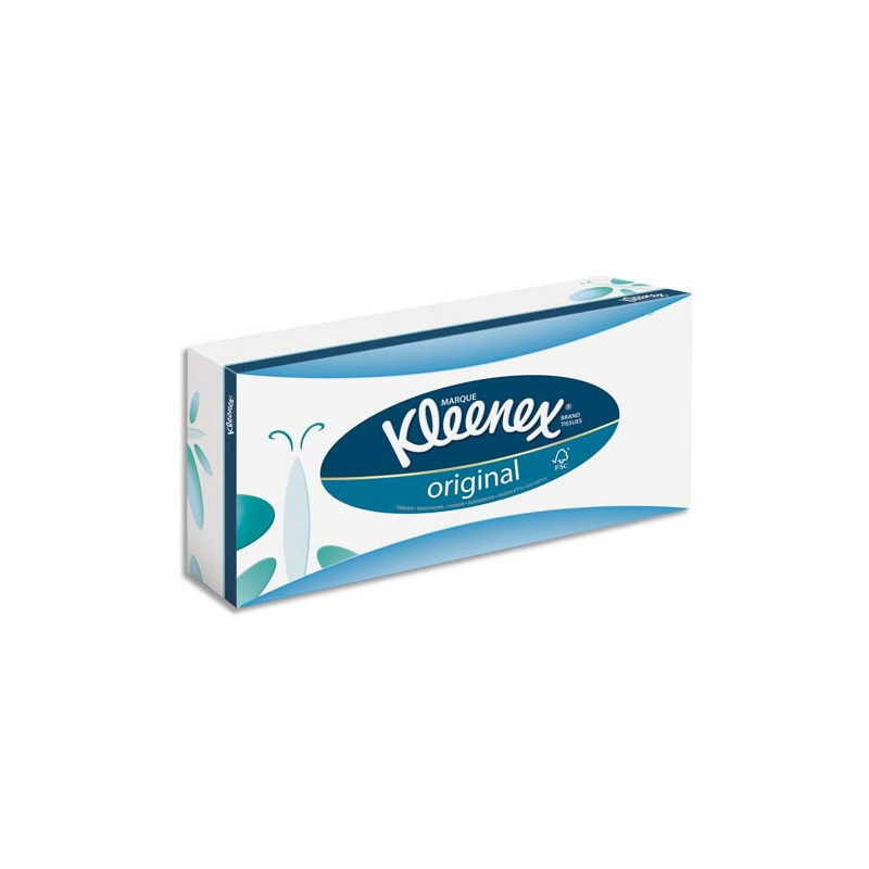 KLEENEX Boîte rectangulaire de 72 mouchoirs 3 plis - Dimensions L23 x H4,6 x P11,4 cm coloris Blanc