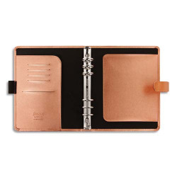 FILOFAX Agenda Soffiano A5 couverture rigide, 1S/2P, pression, pochettes intérieures Rose métal