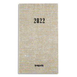 BREPOLS Agenda Notavision Tessuto, 1S/2P, sextilingue, format 9 x 16 cm, beige, relié