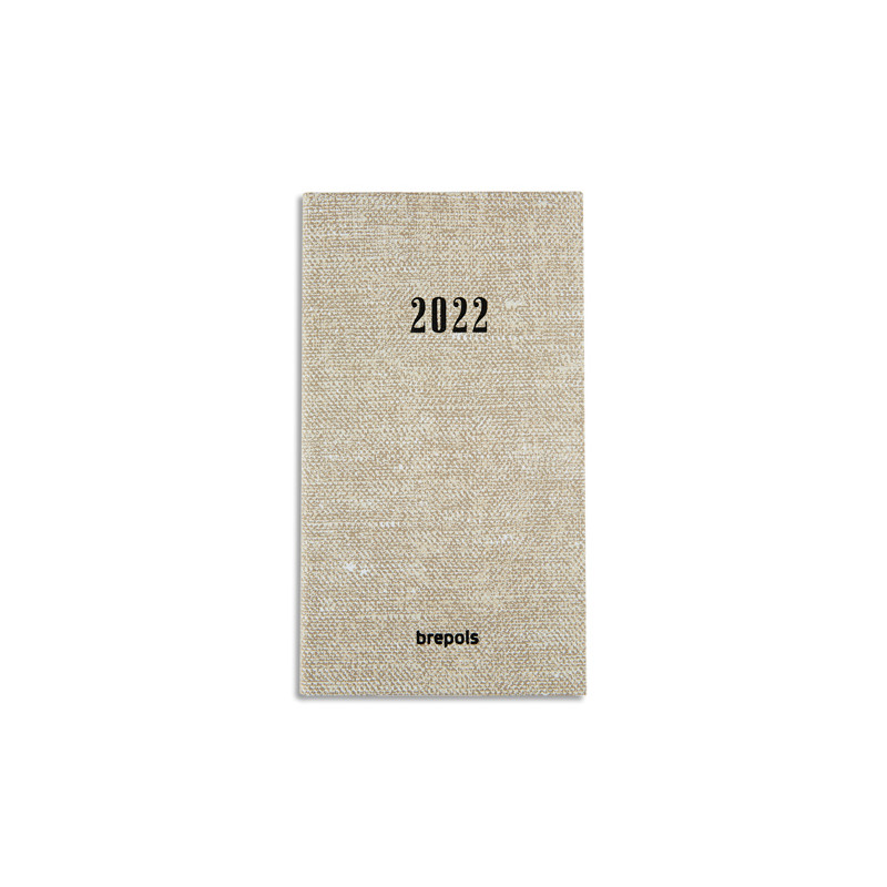 BREPOLS Agenda Notavision Tessuto, 1S/2P, sextilingue, format 9 x 16 cm, beige, relié