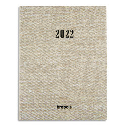 BREPOLS Agenda Weekly Notebook, 1s/2pages + notes, quadrilingue, format 16,9 x 22 cm, beige, relié
