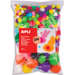 APLI KIDS Sachet de 500 pompons couleurs assorties