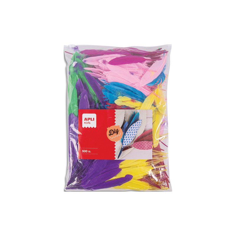 APLI KIDS Sachet de 500 plumes couleurs assorties