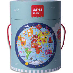 APLI KIDS Puzzle circuclaire carte du monde de 48 pièces pour apprendre la géographie