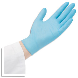 Boîte 100 gants ambidextres en nitrile non poudrés, hypoallergéniques, contact alimentaire, Taille 8 Bleu