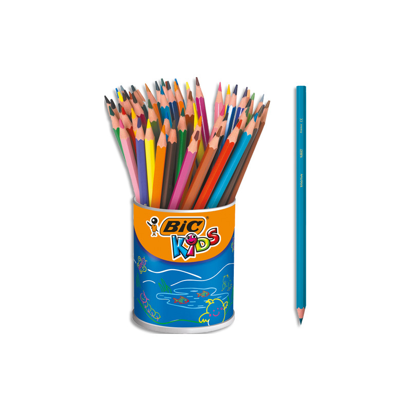 BIC Kids Evolution Triangle ECOlutions Crayons de Couleurs - Assortis, Pot à Crayons de 60