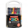 UNI POSCA Pot de 26 marqueurs peinture à eau classiques, couleurs assorties + 30 masques à décorer