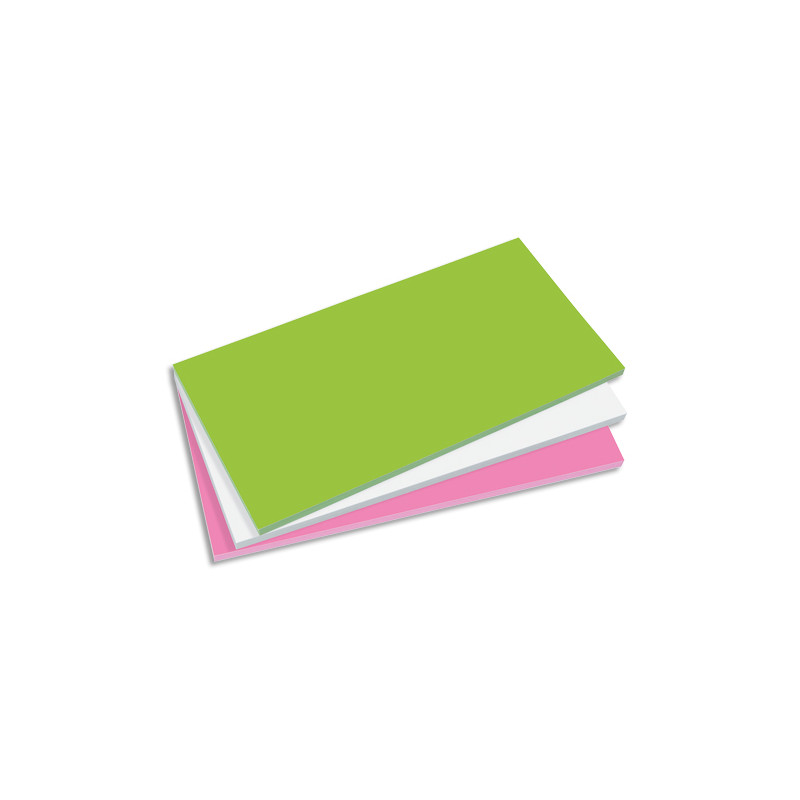 SIGEL Bloc de 3 x100 notes électrostatiques format 10 x 20 cm. Coloris assortis: Rose, Blanc et Vert