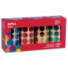 APLI KIDS Boîte de 4 rouleaux de gommettes (5640 u) rondes 20mm, couleur assorties (bl, rge, vrt, jne)