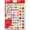 APLI KIDS Pochette de 20 feuilles (2080 u) de gommettes enlevables rondes de tailles (20 mm) et coul peps