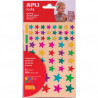 APLI KIDS Pochette de 6 feuilles (624 u) de gommettes enlevables étoiles couleurs peps
