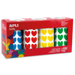 APLI KIDS Boîte de 4 rouleaux de gommettes (7080 u) cur 20 mm couleurs ass (bleu, rouge, jaune, vert)