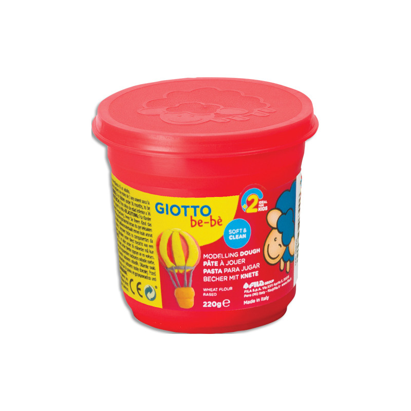 GIOTTO BE-BE, Pot de 220 gr de pâtes jouer couleurs couleur rouge, livré par lot de 8