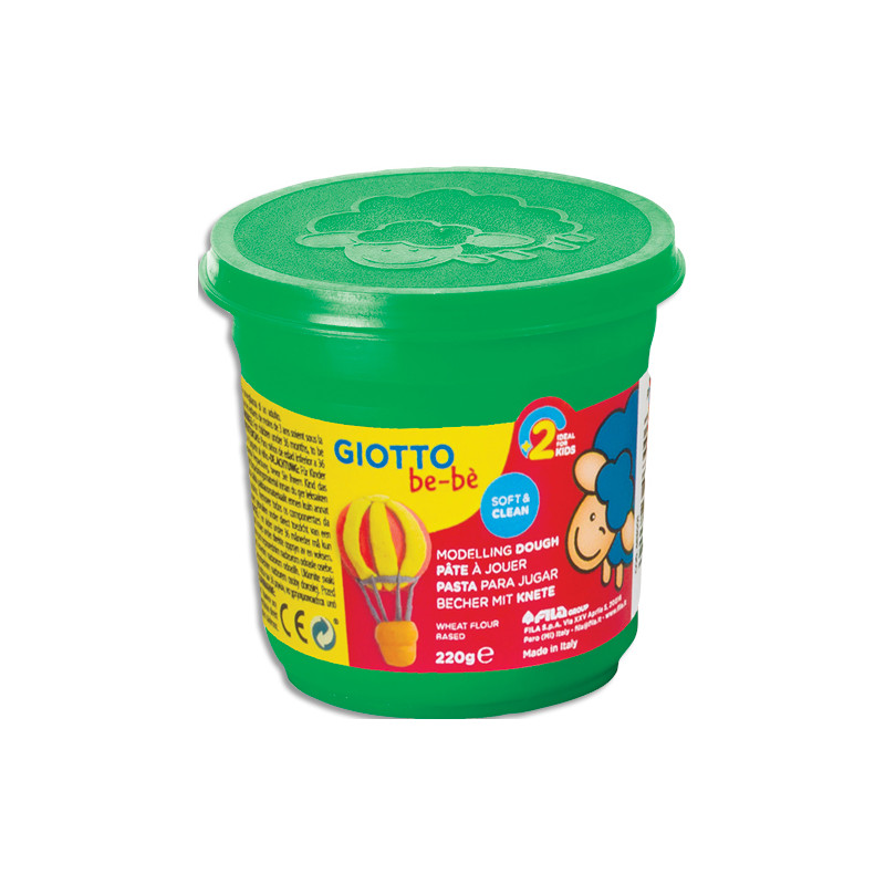 GIOTTO BE-BE, Pot de 220 gr de pâtes jouer couleurs couleur vert, livré par lot de 8