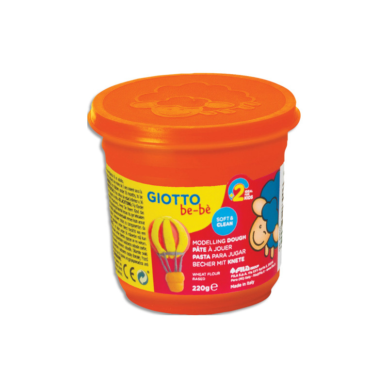 GIOTTO BE-BE, Pot de 220 gr de pâtes jouer couleurs couleur orange, livré par lot de 8