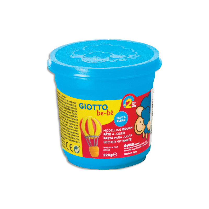 GIOTTO BE-BE, Pot de 220 gr de pâtes jouer couleurs couleur cyan, livré par lot de 8