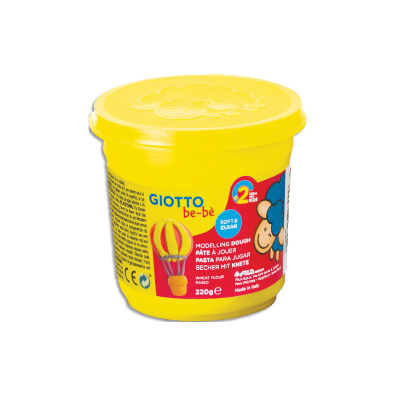GIOTTO BE-BE, Pot de 220 gr de pâtes jouer couleurs couleur jaune, livré par lot de 8